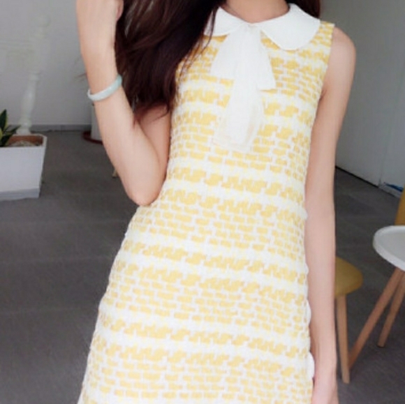 Yellow textured dress - Picture 6 of 6